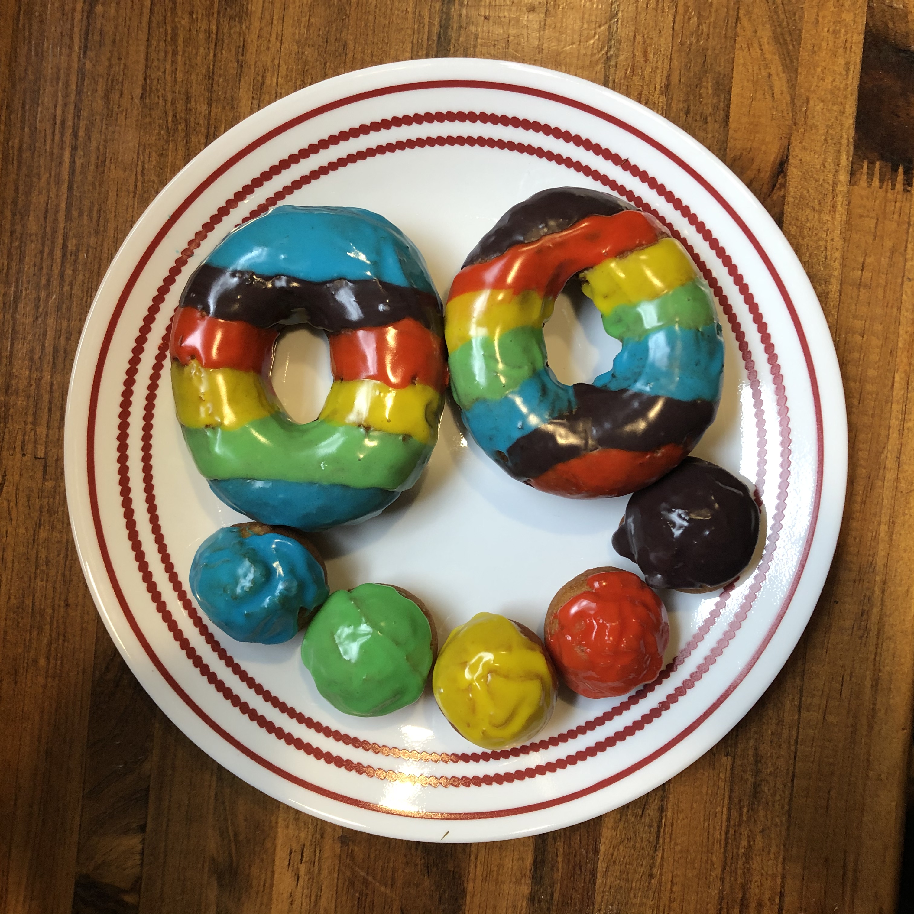 Rainbow Iced Donuts and Donut Holes